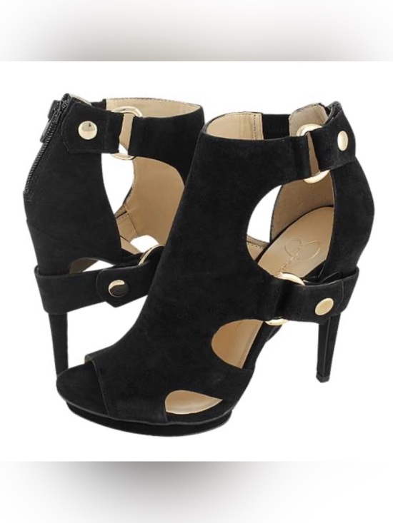 Jessica Simpson Shoes - JESSICA SIMPSON Black Suede Peep Tow Cutout High Heels